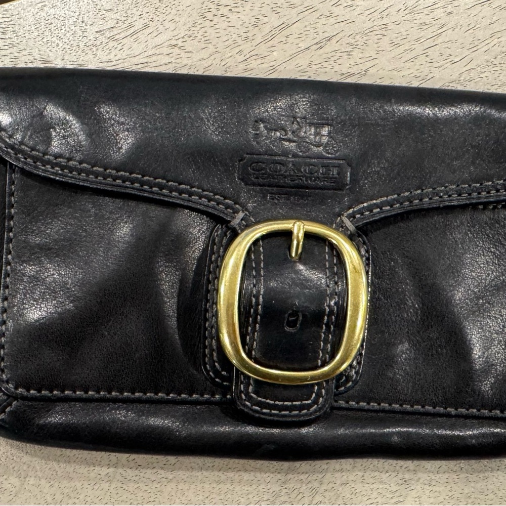 Vintage Coach Leatherware Est 1941 Women Black Leather Small Wristlet Purse